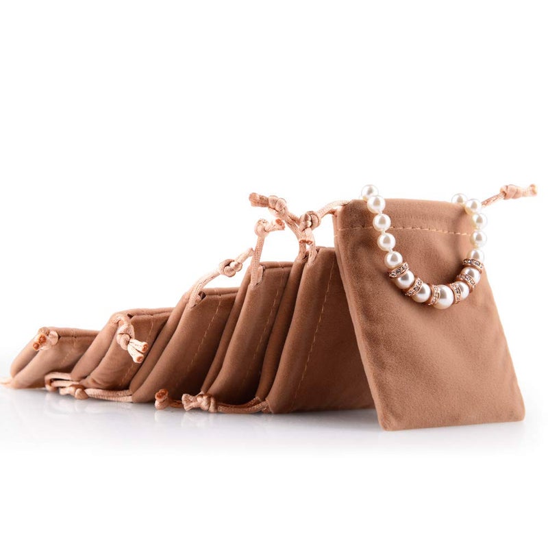 Oirlv 50PCS Velvet Jewelry Storage Bags Small Accessories Collected Drawstring Pouches display and gifts For Weeding Party(Coffee) - Image 2